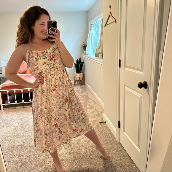 O’Neill Pink Floral Strappy MIDI Dress Small - Picture 5 of 14